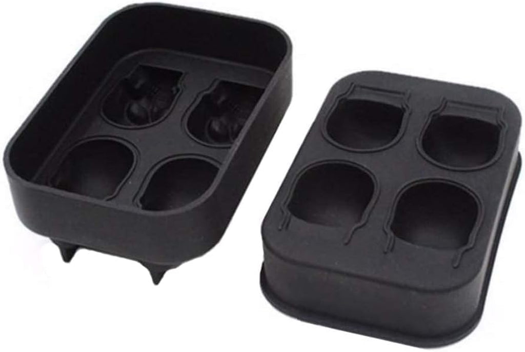 3D Skull Silicone Ice Cube Mold - 2 Pack 1.9″ Easy Release Flexible Silicone Freezer Tray, Reusable Whiskey Ice Cubes Mold Skull for Party Cocktails Champagne and Drinks